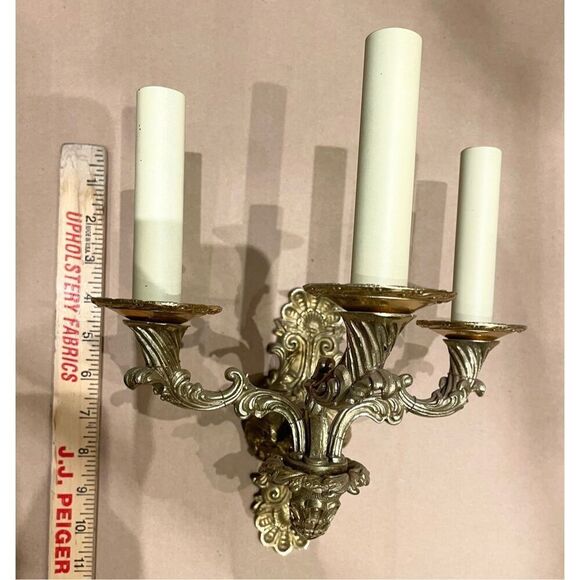 Vintage Spanish Gilded Brass 2-light Sconce - Picture 7 of 7